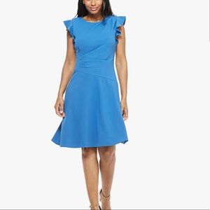 Maggy London tile blue side ruched dress new